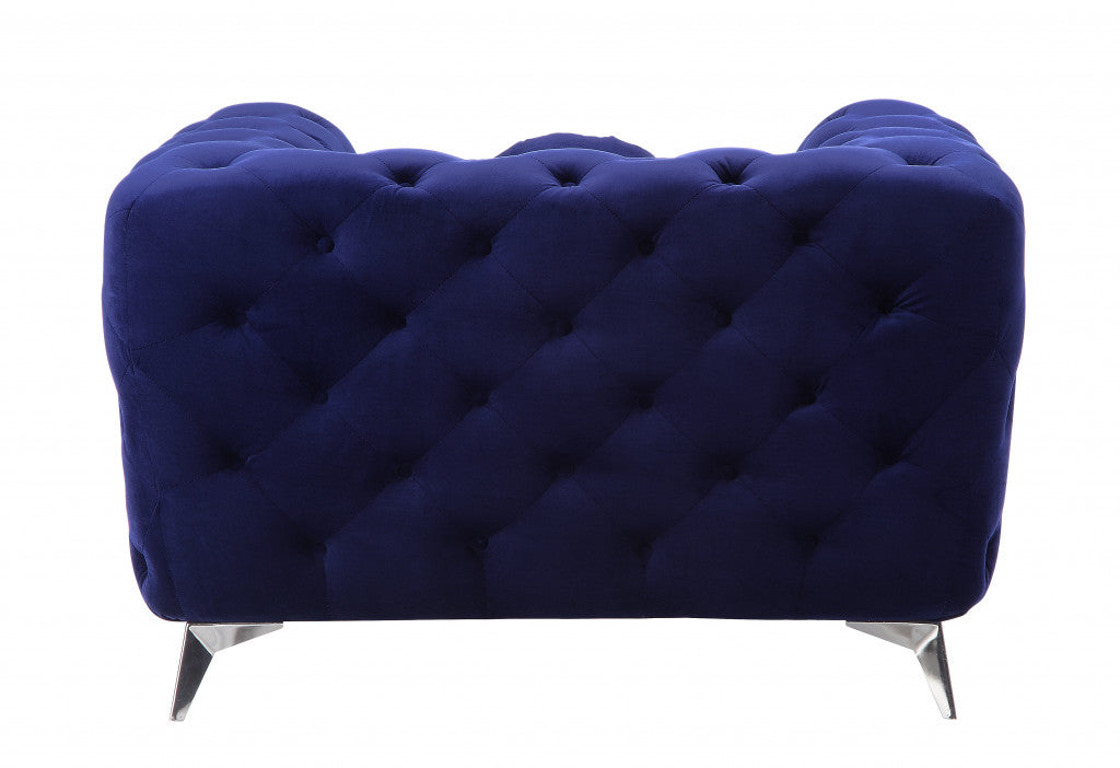 41" Blue and Black Fabric Tufted Arm Chair-3