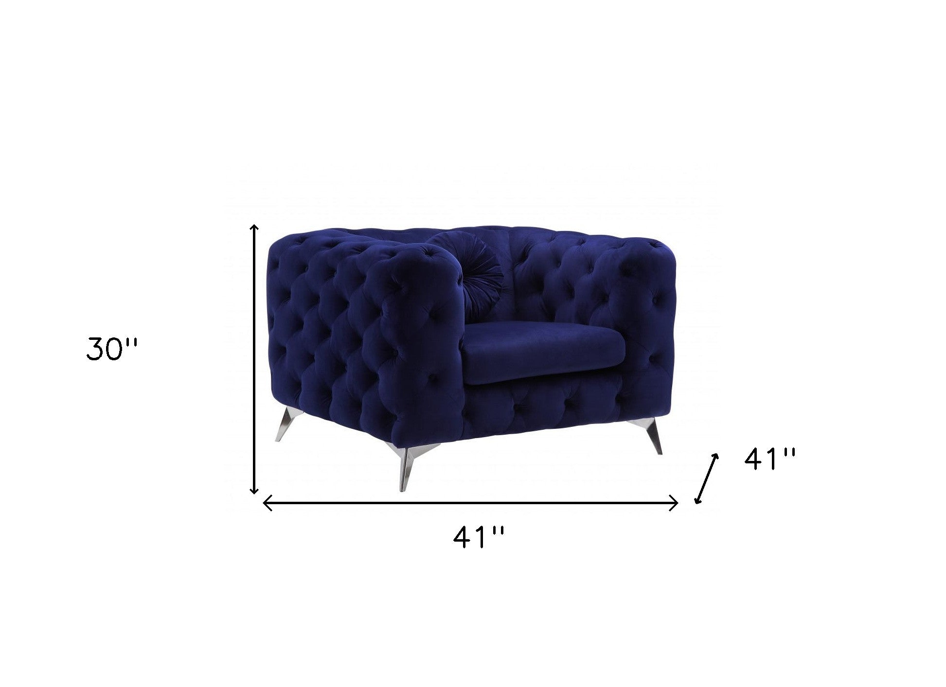 41" Blue and Black Fabric Tufted Arm Chair-5