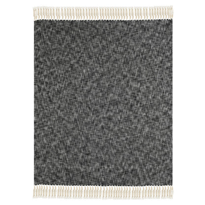 50" X 60" Black and White Woven Cotton Throw Blanket with Fringe-3
