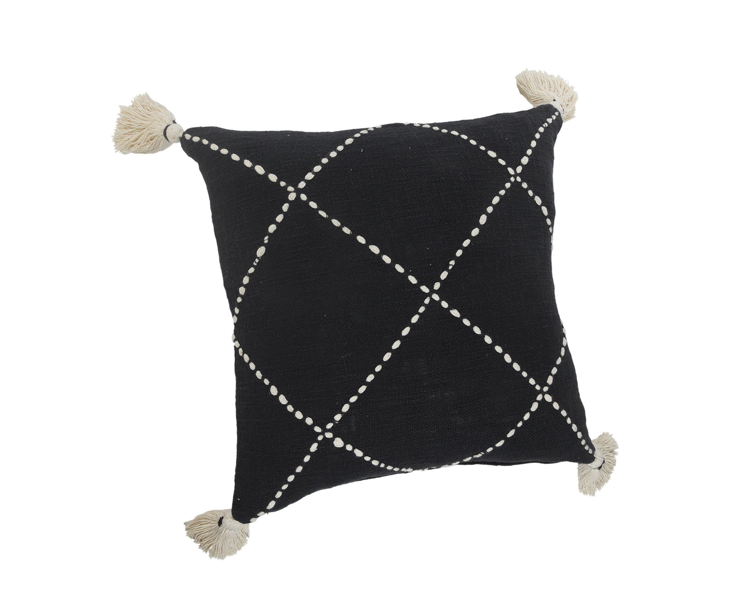 20" X 20" White And Black 100% Cotton Geometric Zippered Pillow-2