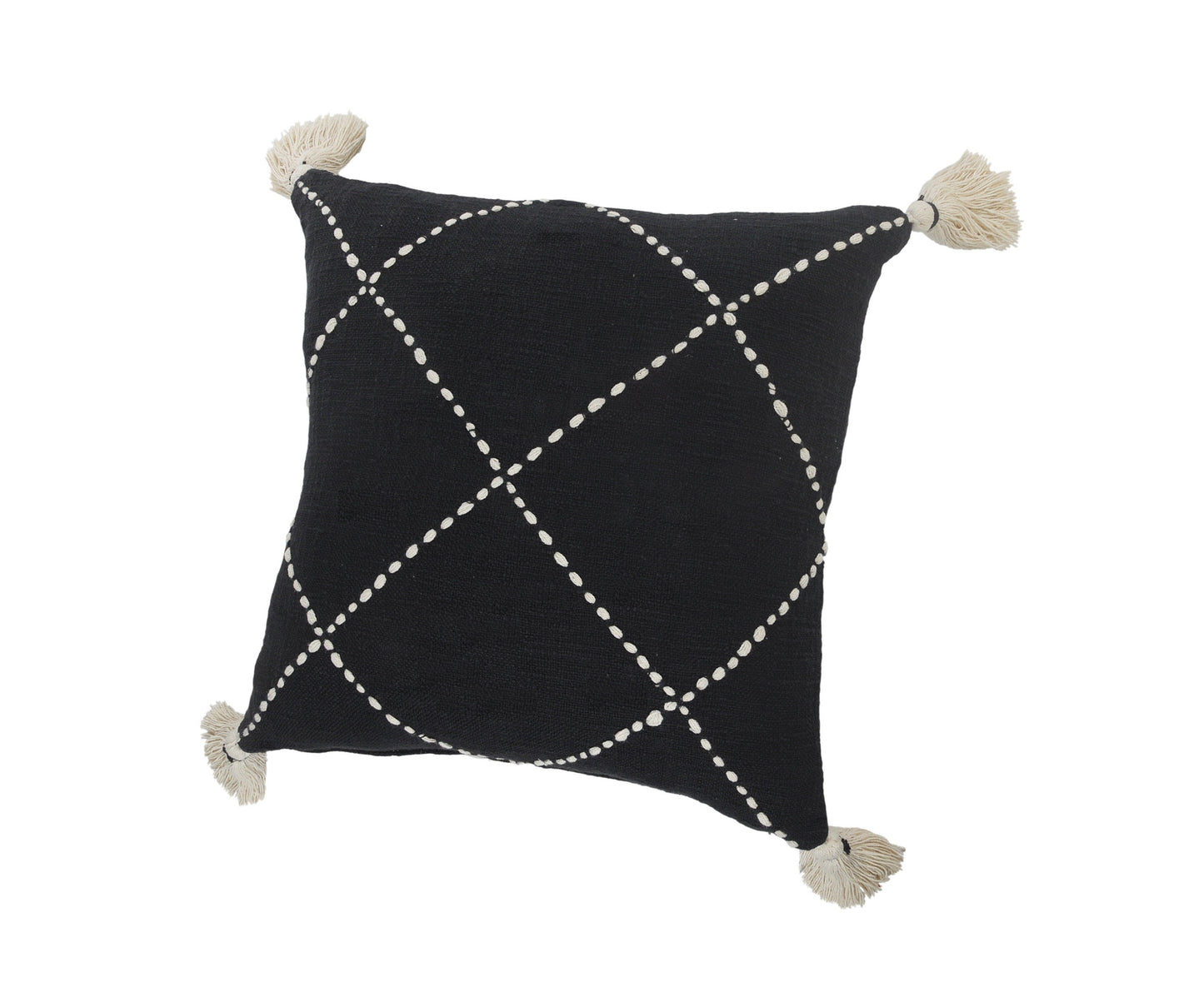 20" X 20" White And Black 100% Cotton Geometric Zippered Pillow-3
