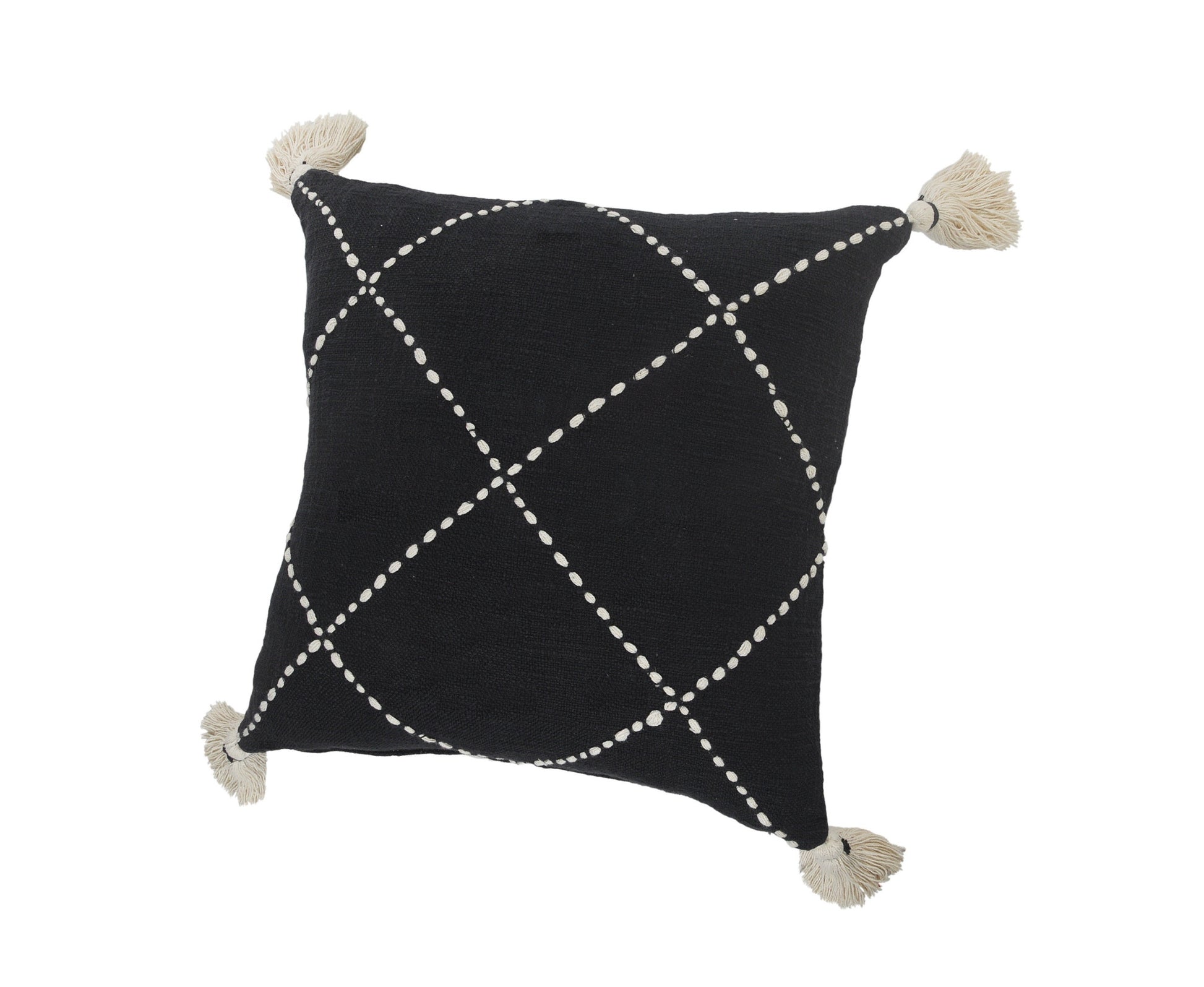 20" X 20" White And Black 100% Cotton Geometric Zippered Pillow-3