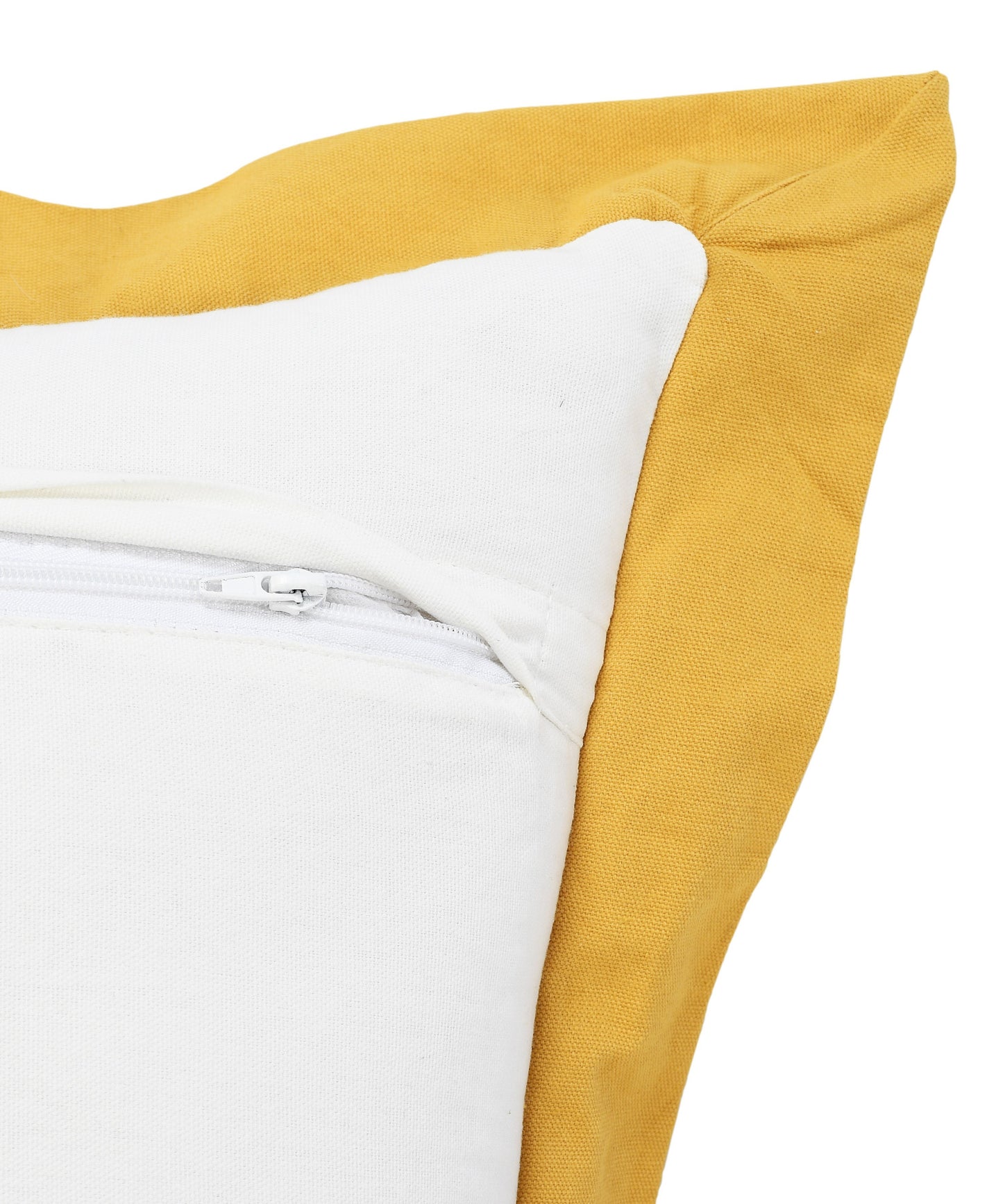 20" X 20" White And Golden Yellow 100% Cotton Geometric Zippered Pillow-6