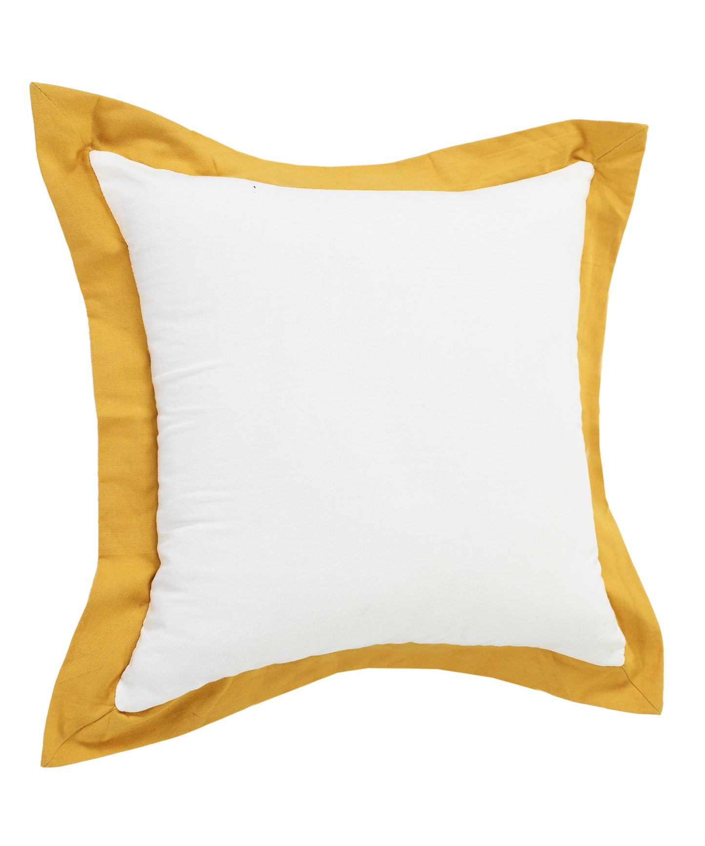 20" X 20" White And Golden Yellow 100% Cotton Geometric Zippered Pillow-1