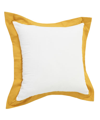20" X 20" White And Golden Yellow 100% Cotton Geometric Zippered Pillow-1