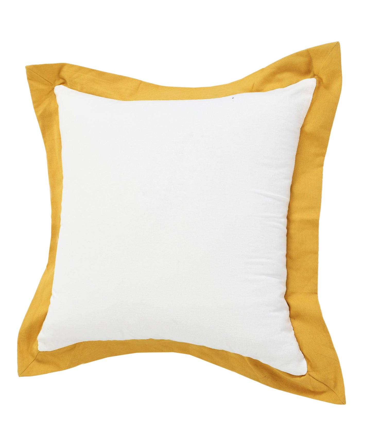 20" X 20" White And Golden Yellow 100% Cotton Geometric Zippered Pillow-2