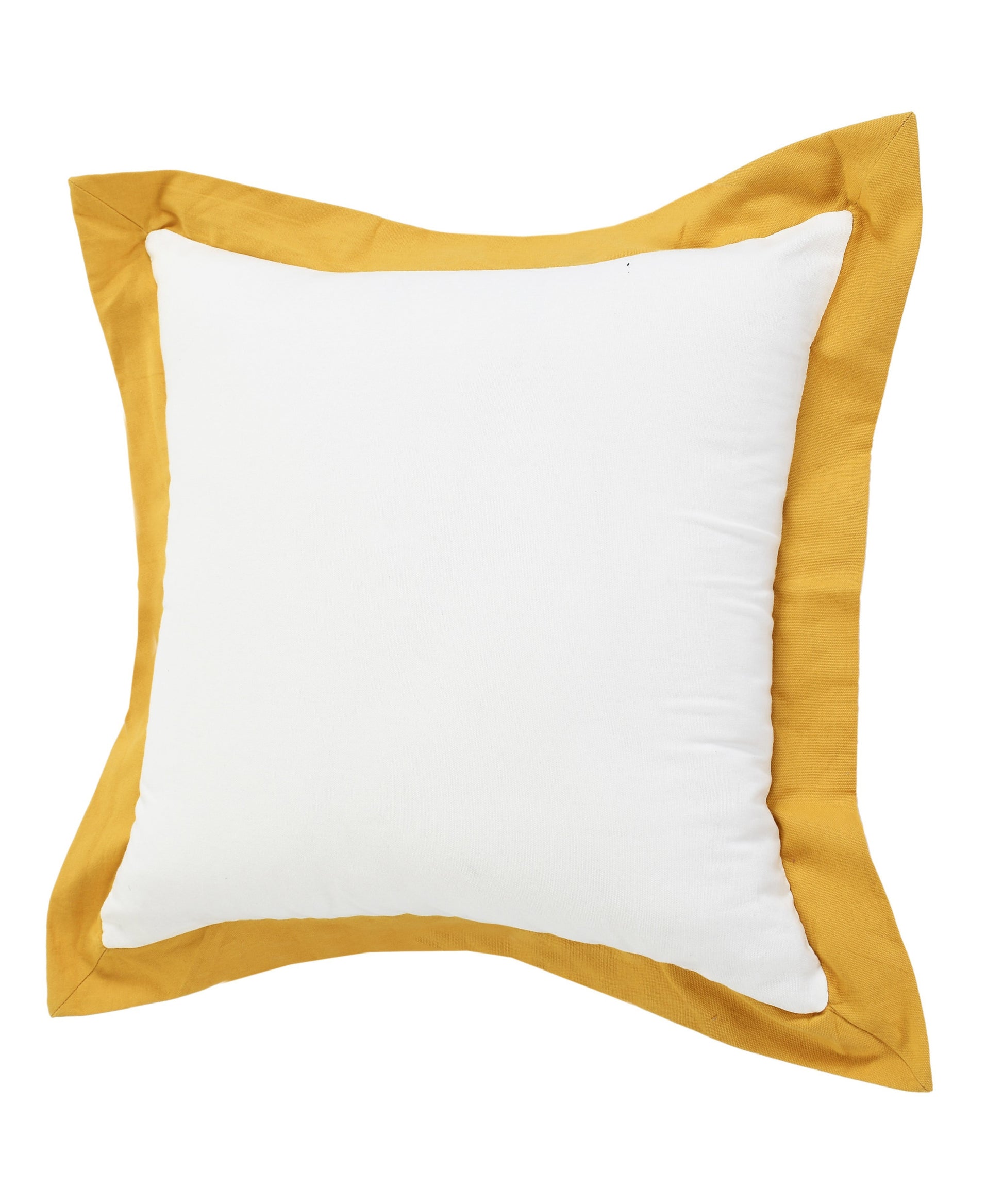 20" X 20" White And Golden Yellow 100% Cotton Geometric Zippered Pillow-2