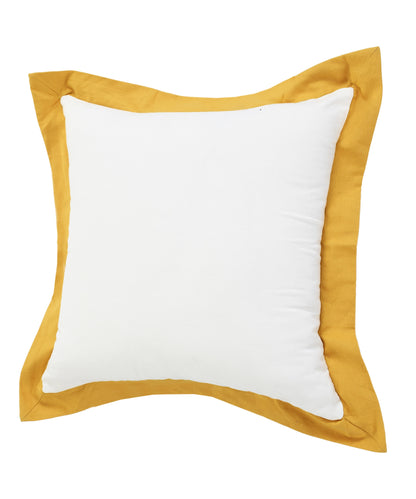 20" X 20" White And Golden Yellow 100% Cotton Geometric Zippered Pillow-2