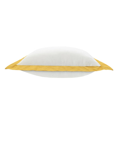 20" X 20" White And Golden Yellow 100% Cotton Geometric Zippered Pillow-3