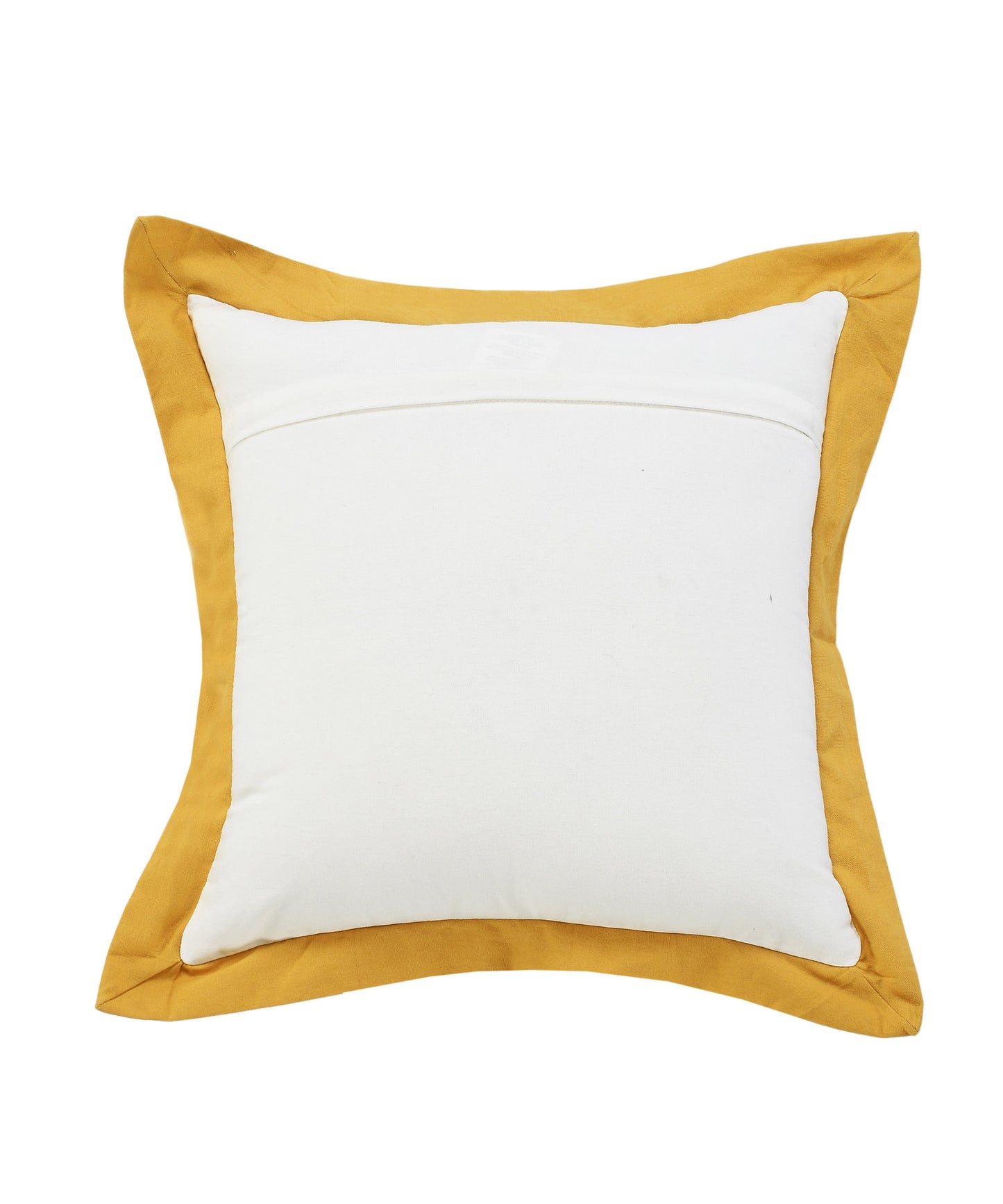 20" X 20" White And Golden Yellow 100% Cotton Geometric Zippered Pillow-4