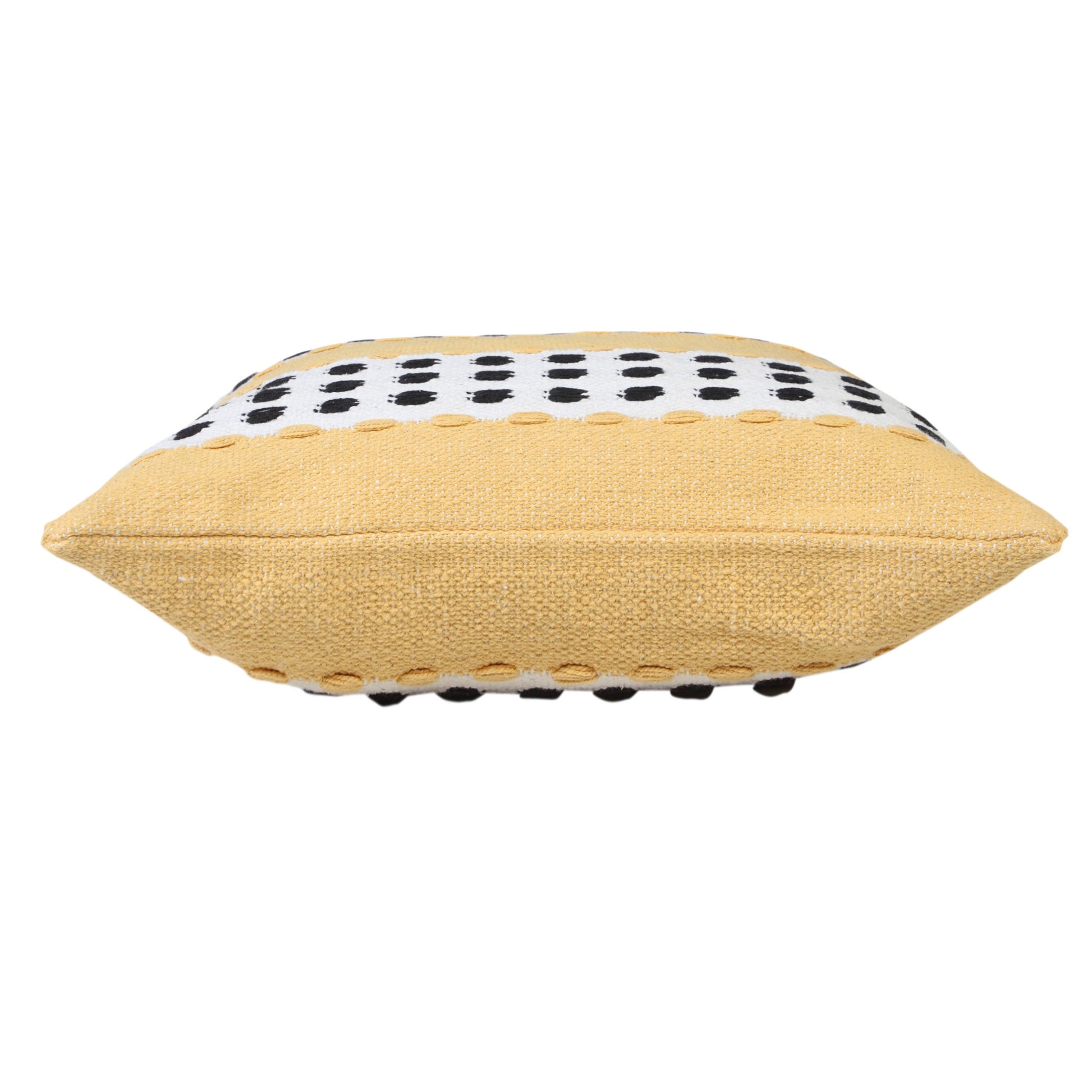 20" X 20" Yellow Black And White 100% Cotton Striped Zippered Pillow-4