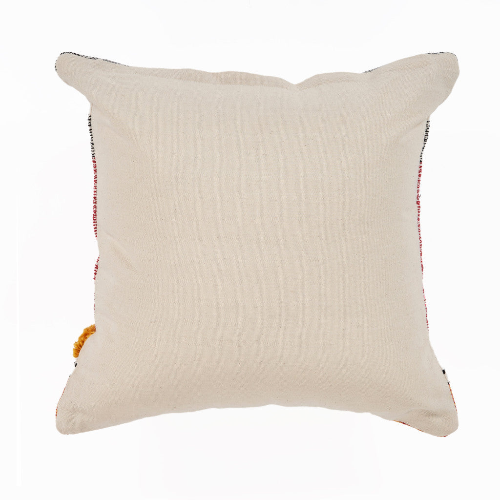18" Red and Ivory Throw Pillow-2