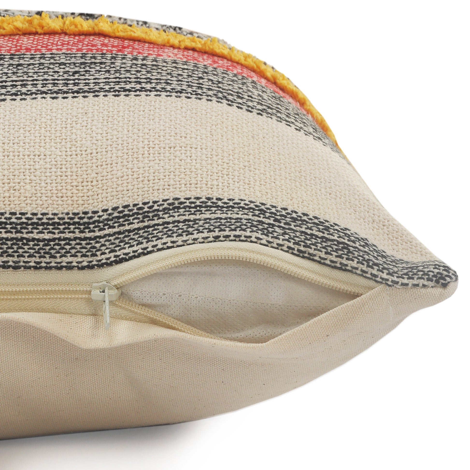 18" Red and Ivory Throw Pillow-4