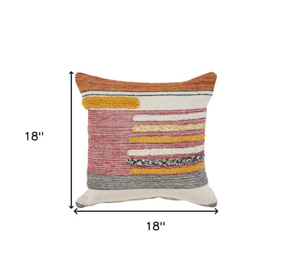 18" Red and Ivory Throw Pillow-6