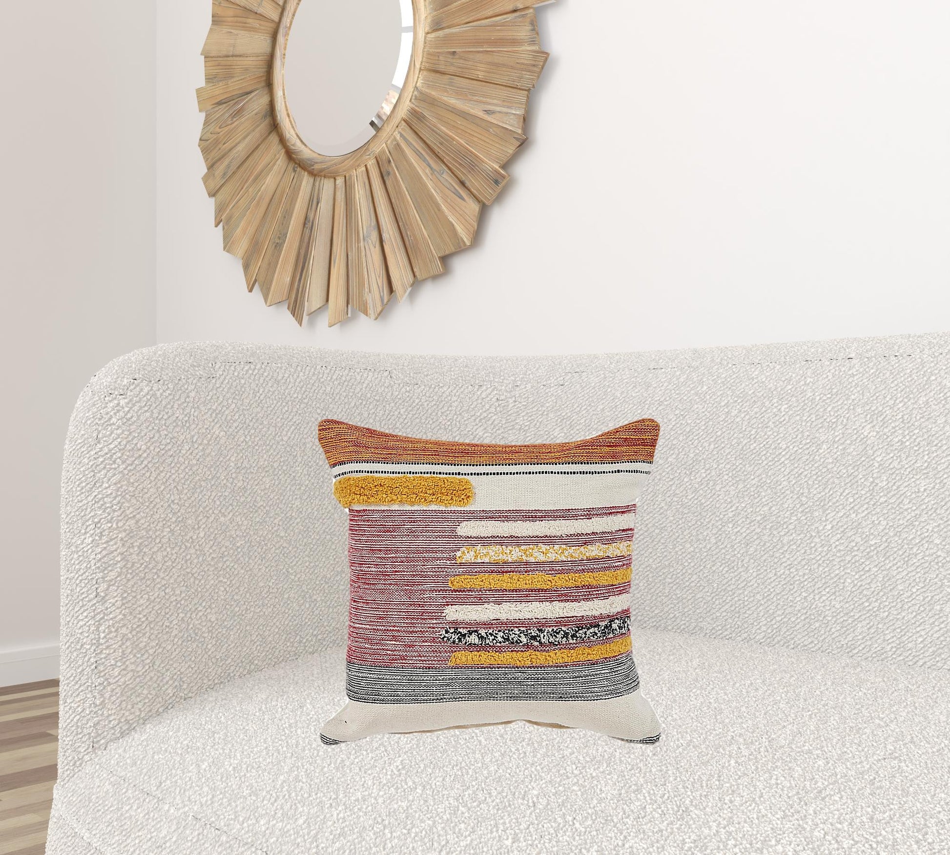 18" Red and Ivory Throw Pillow-1