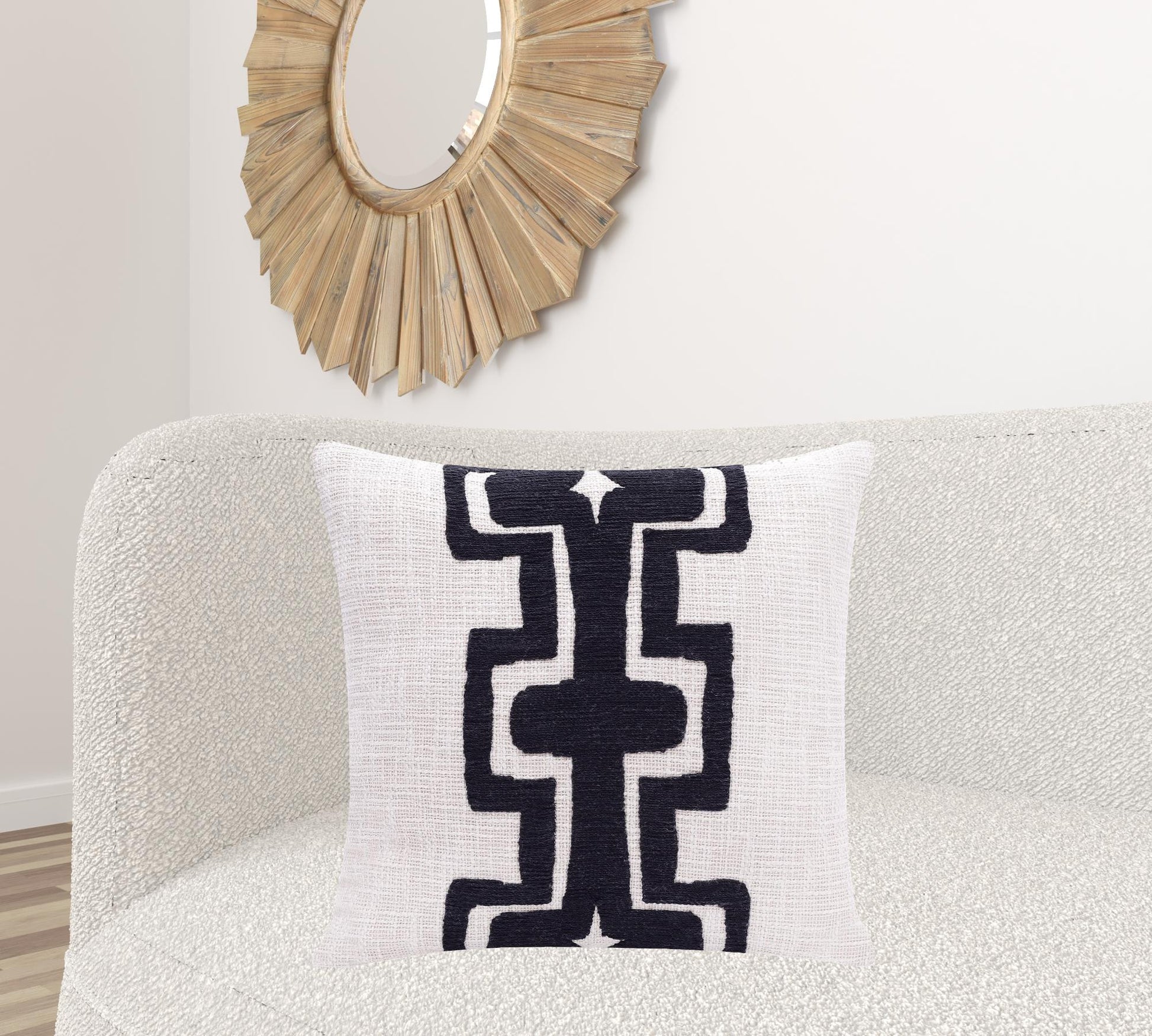 24" Black and Ivory Throw Pillow-6