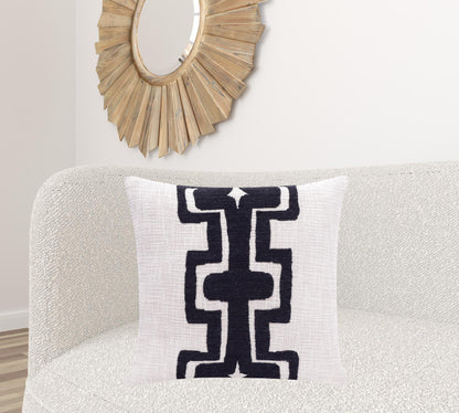 24" Black and Ivory Throw Pillow-6