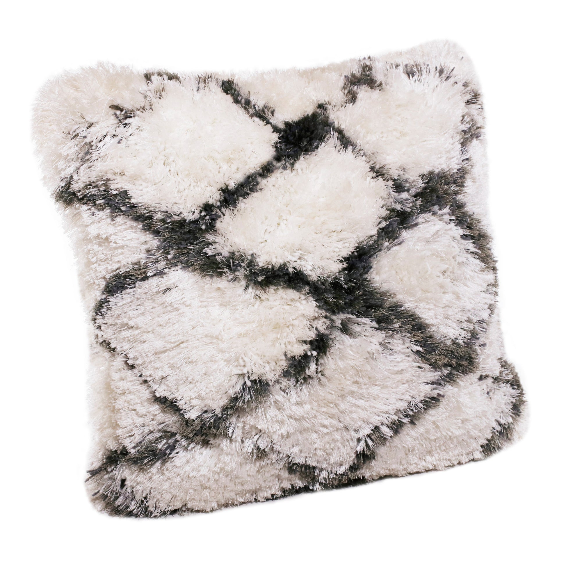 20" Black And White Fabric Geometric Throw Pillow-2