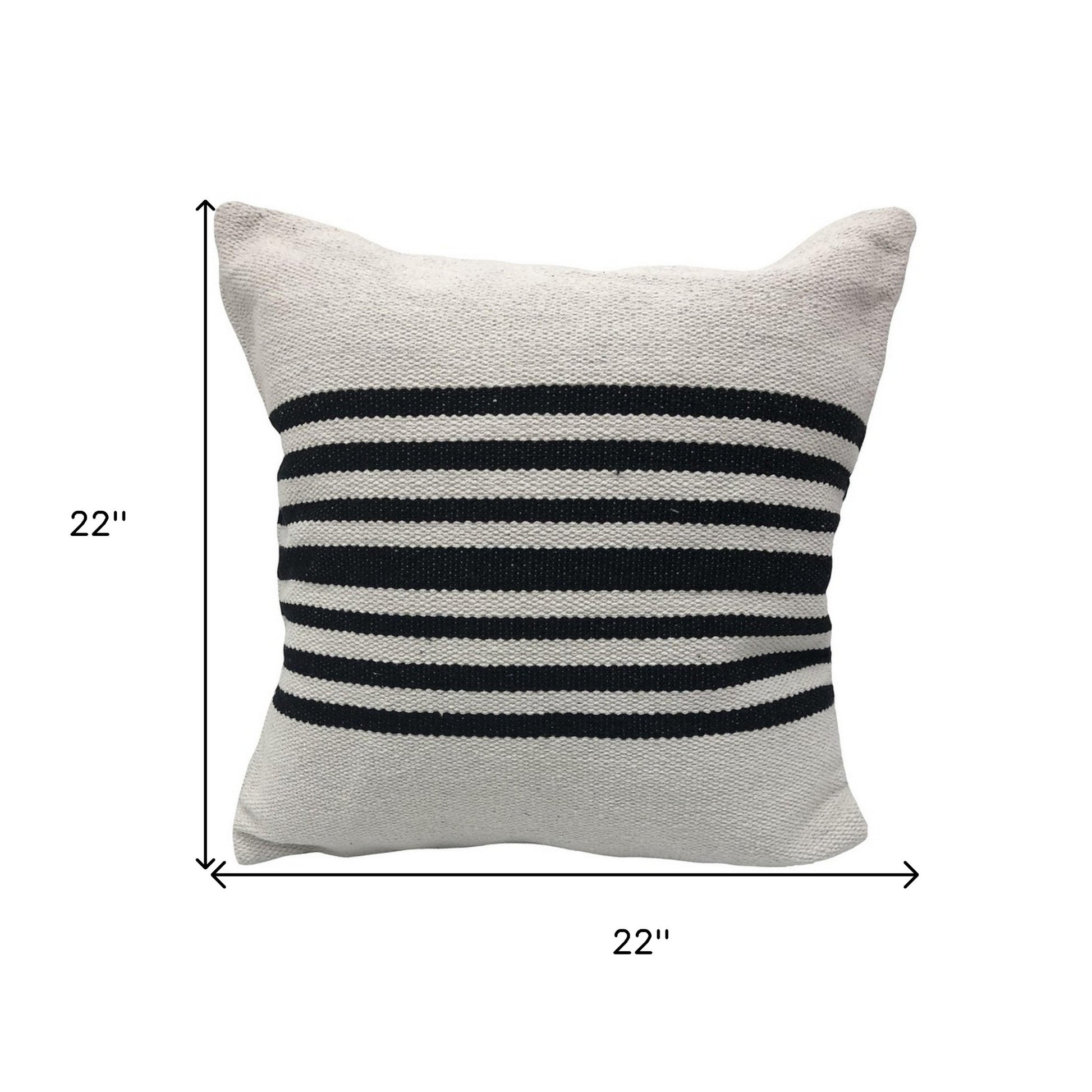 22" Black and White Throw Pillow-5