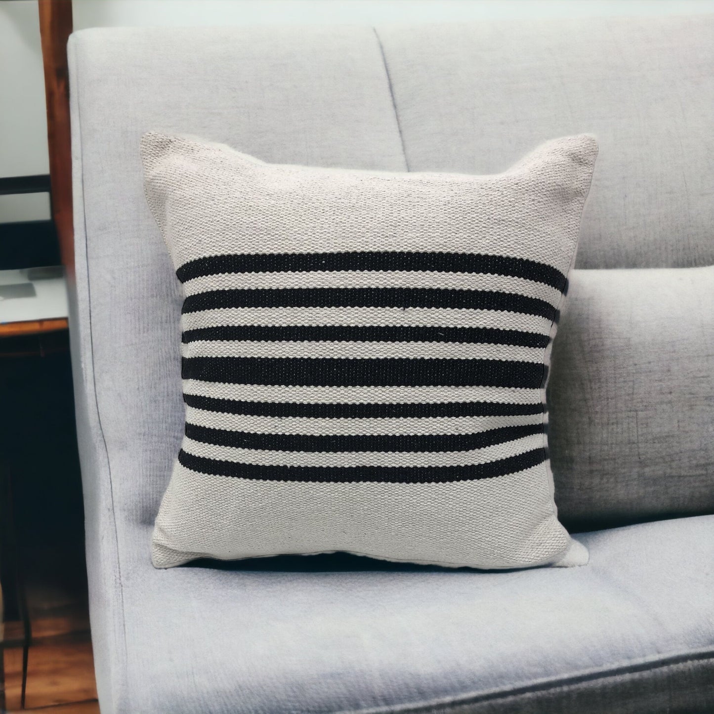 22" Black and White Throw Pillow-2