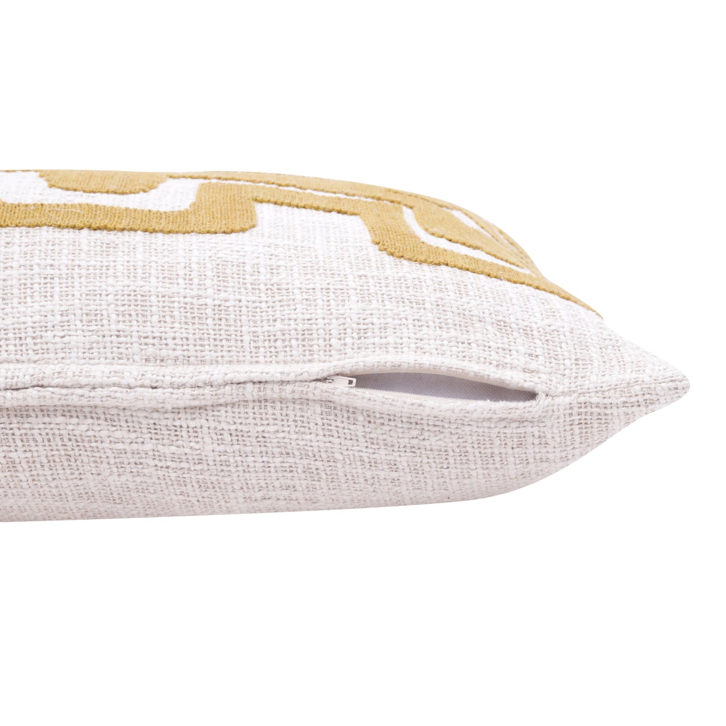 16" X 24" Yellow And Ivory 100% Cotton Geometric Zippered Pillow-2