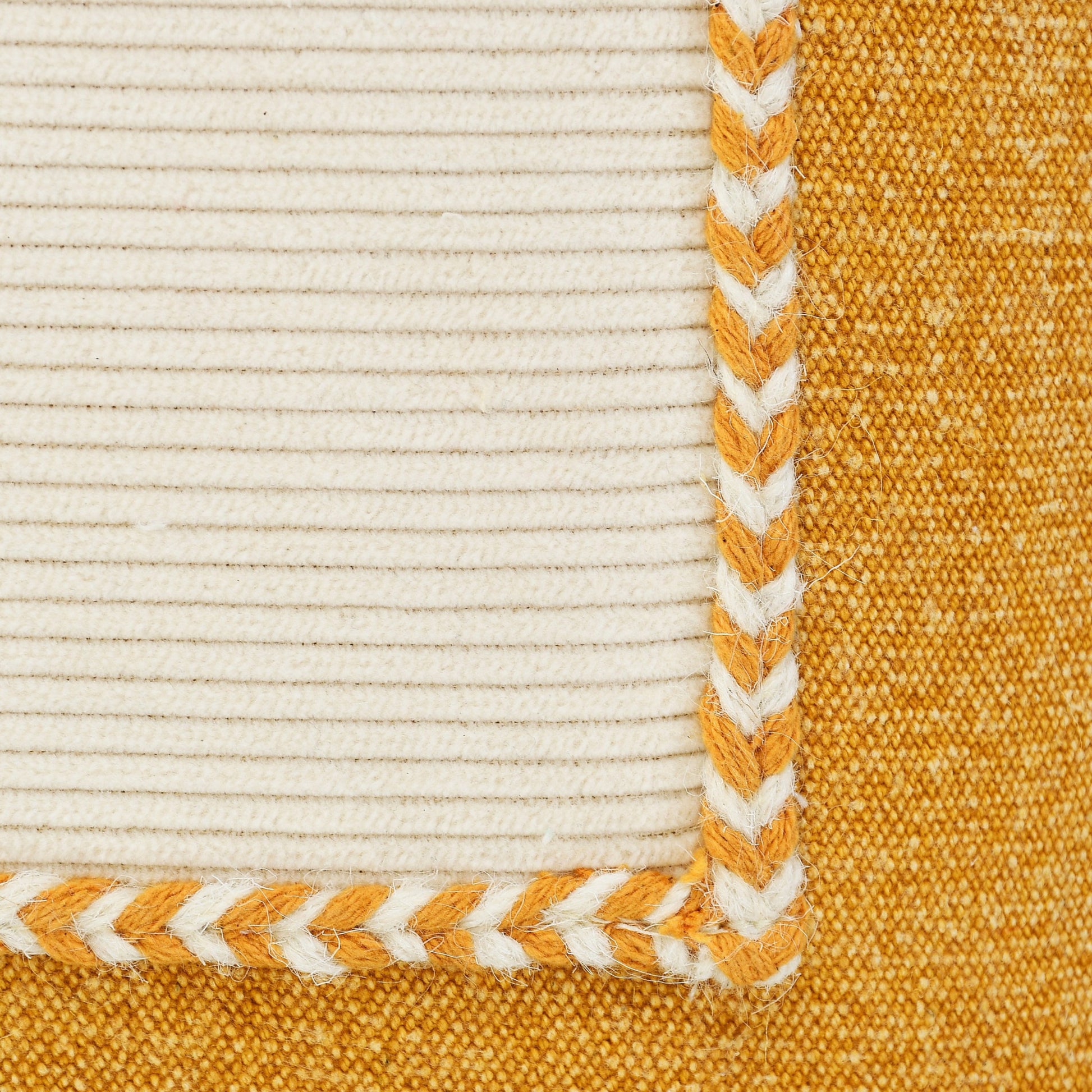 14" X 36" Golden Yellow And Cream 100% Cotton Zippered Pillow-7