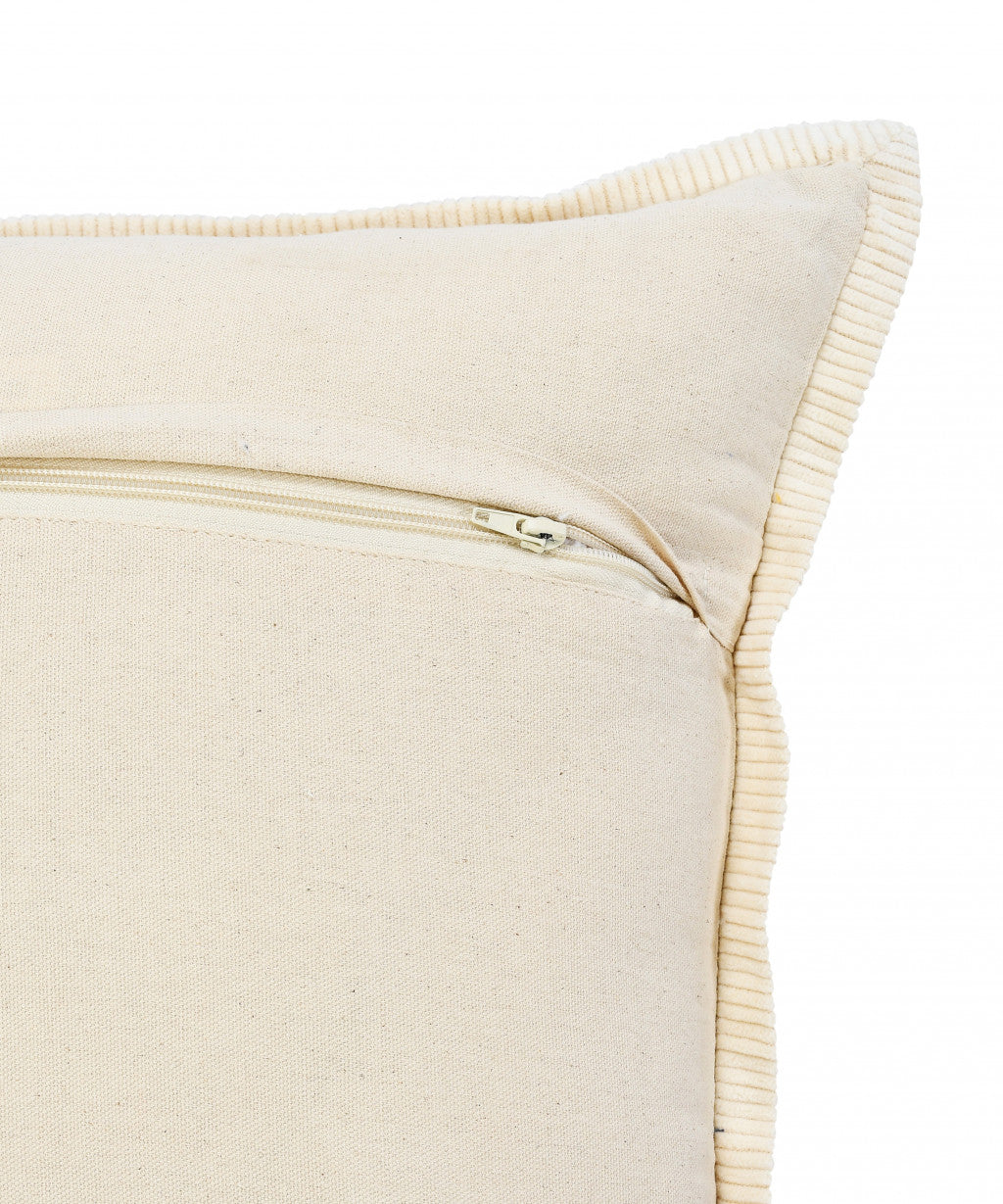 14" X 36" Golden Yellow And Cream 100% Cotton Zippered Pillow-6