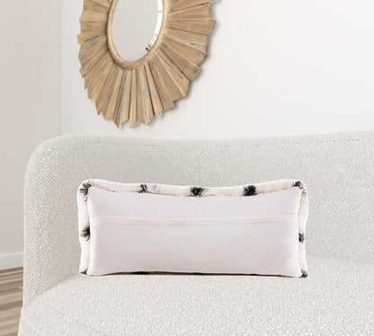 14" X 36" Black And White Polyester Geometric Zippered Pillow-1