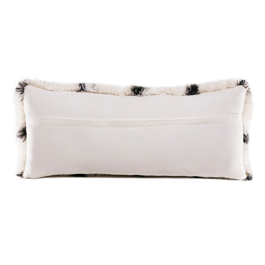 14" X 36" Black And White Polyester Geometric Zippered Pillow-0