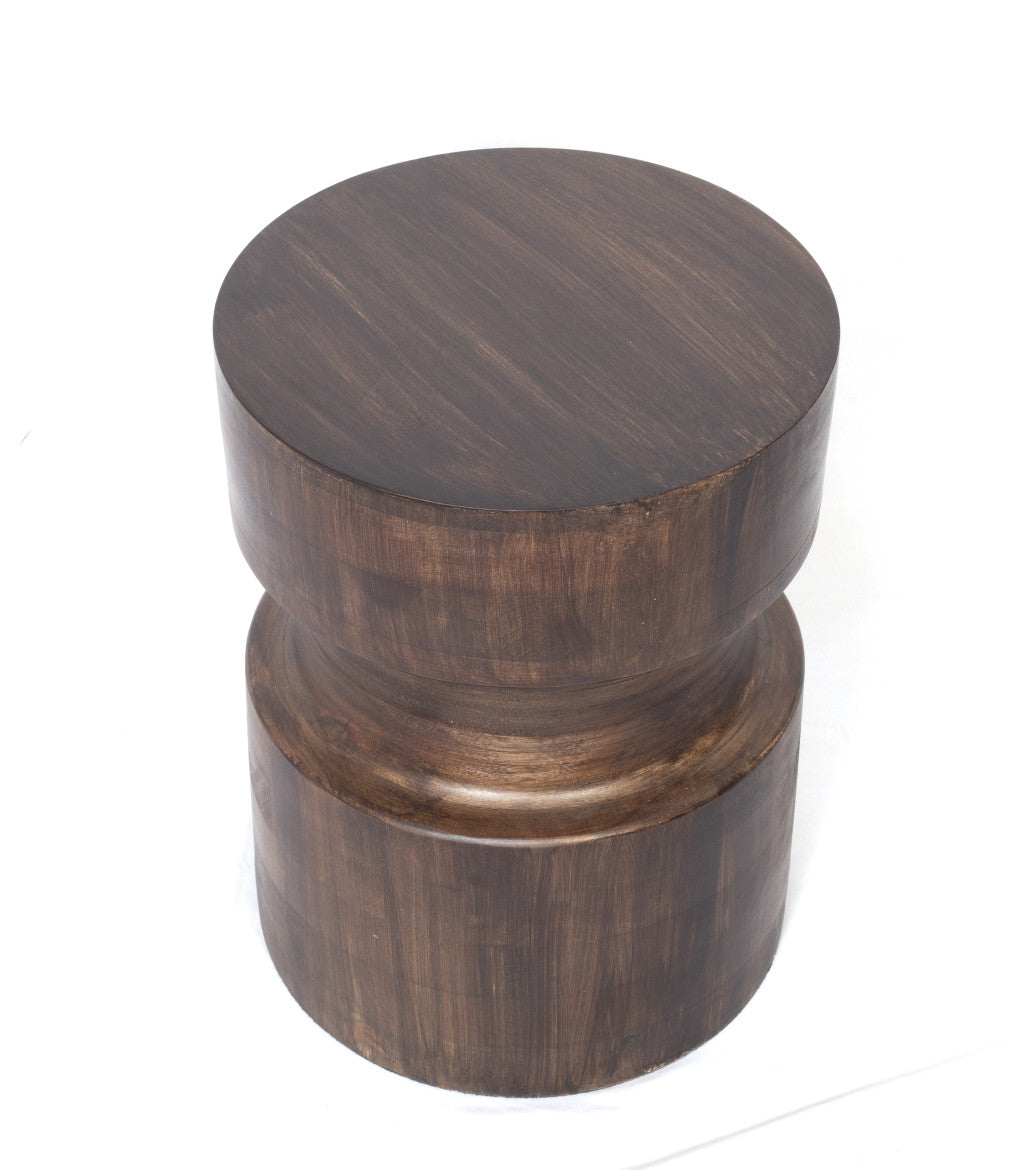 16" Brown Solid Wood Round End Table-2