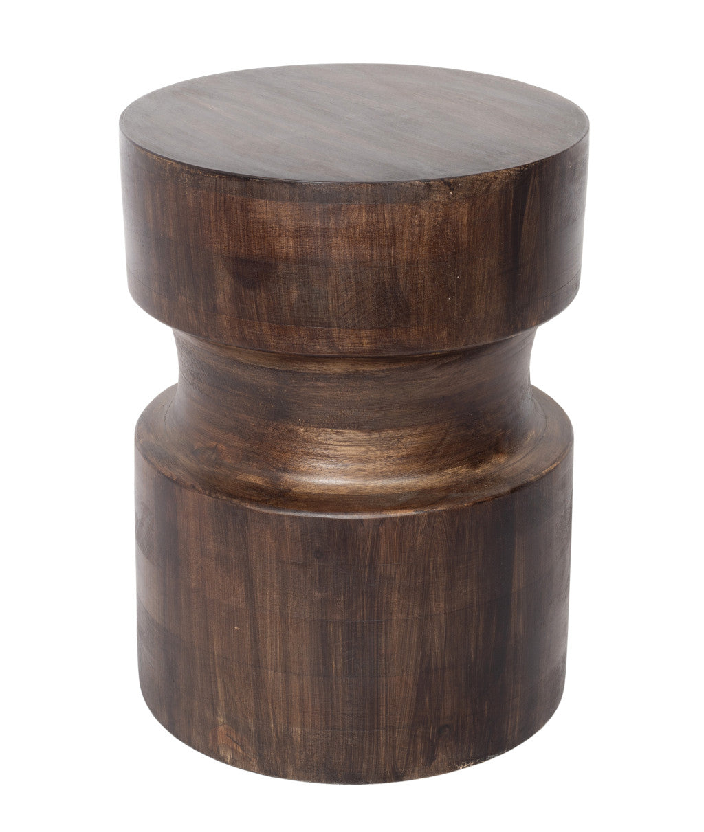 16" Brown Solid Wood Round End Table-3
