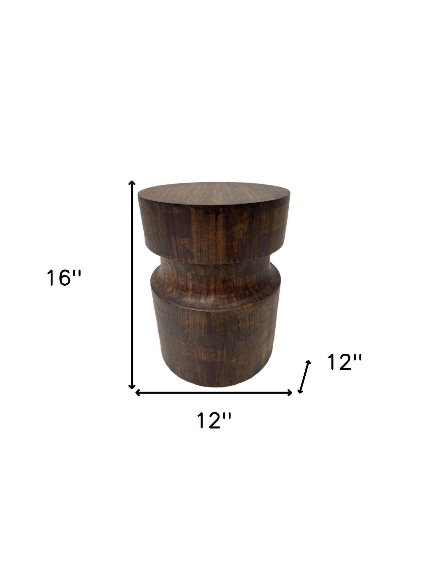 16" Brown Solid Wood Round End Table-6