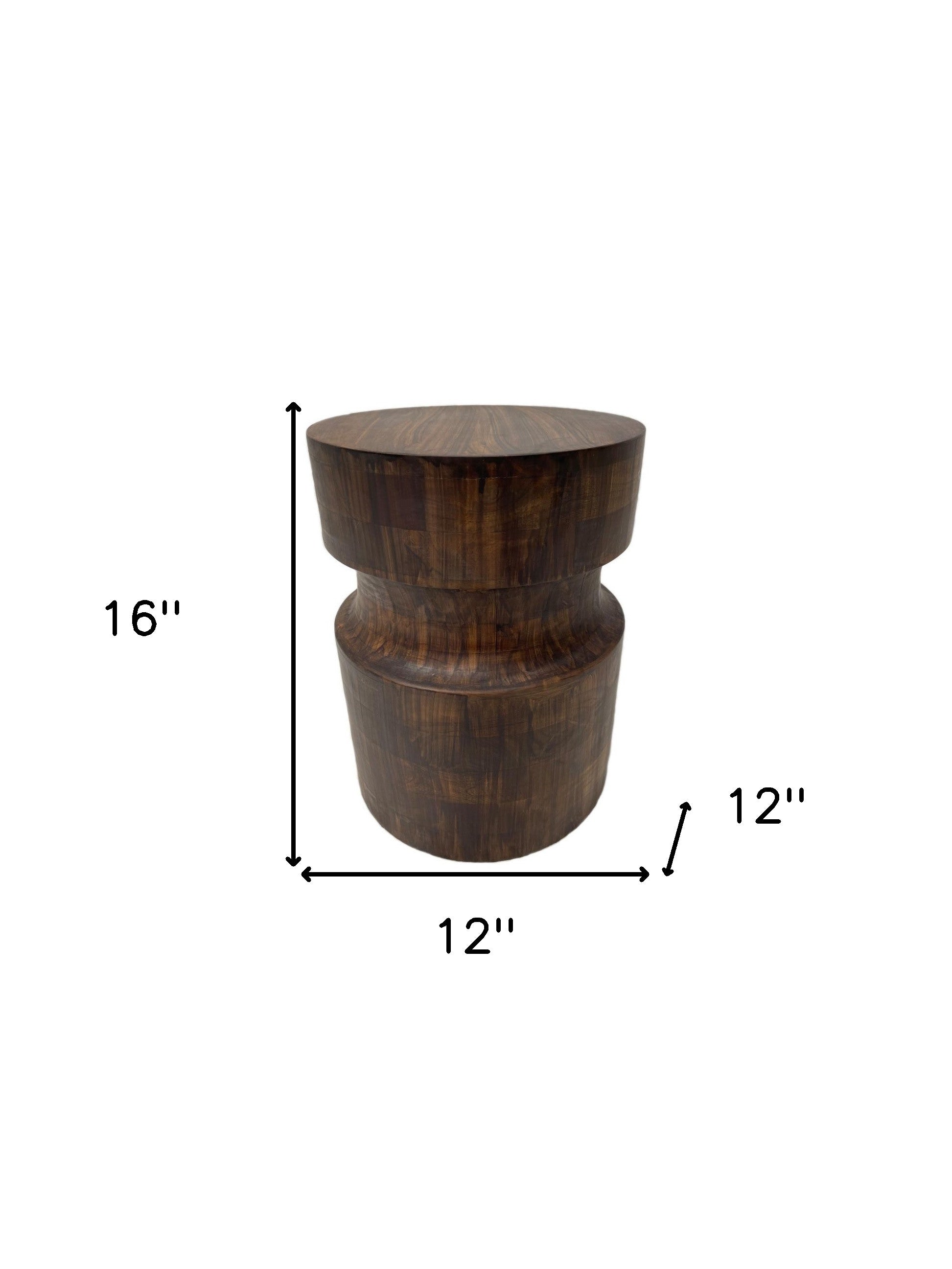 16" Brown Solid Wood Round End Table-6