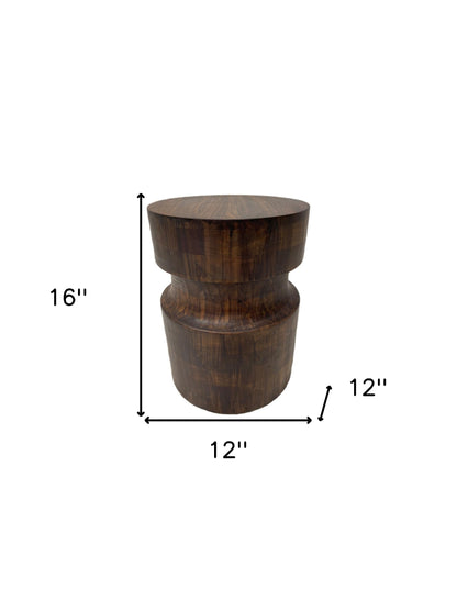 16" Brown Solid Wood Round End Table-6