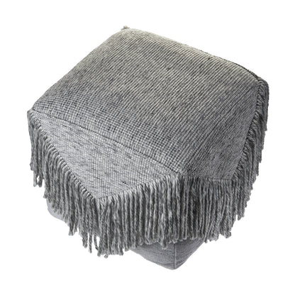 18" Gray Wool Cotton Blend Pouf Ottoman-4
