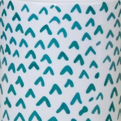 Set of Two Aqua Teal And White Ceramic 2 Ounce Round Raised Pot Planters-5