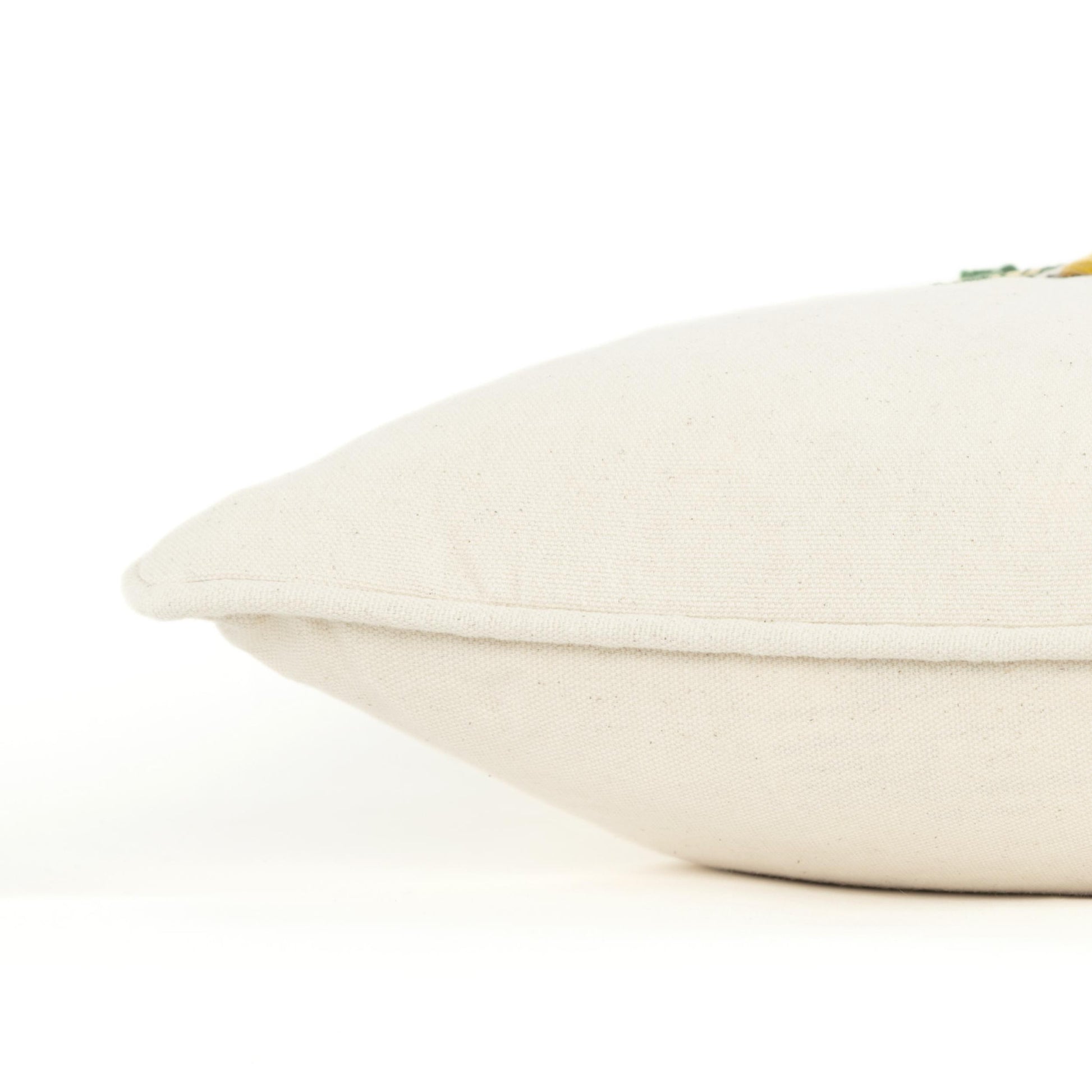 14" X 14" Yellow and White Thanksgiving Cotton Pillow With Embroidery Edges-2