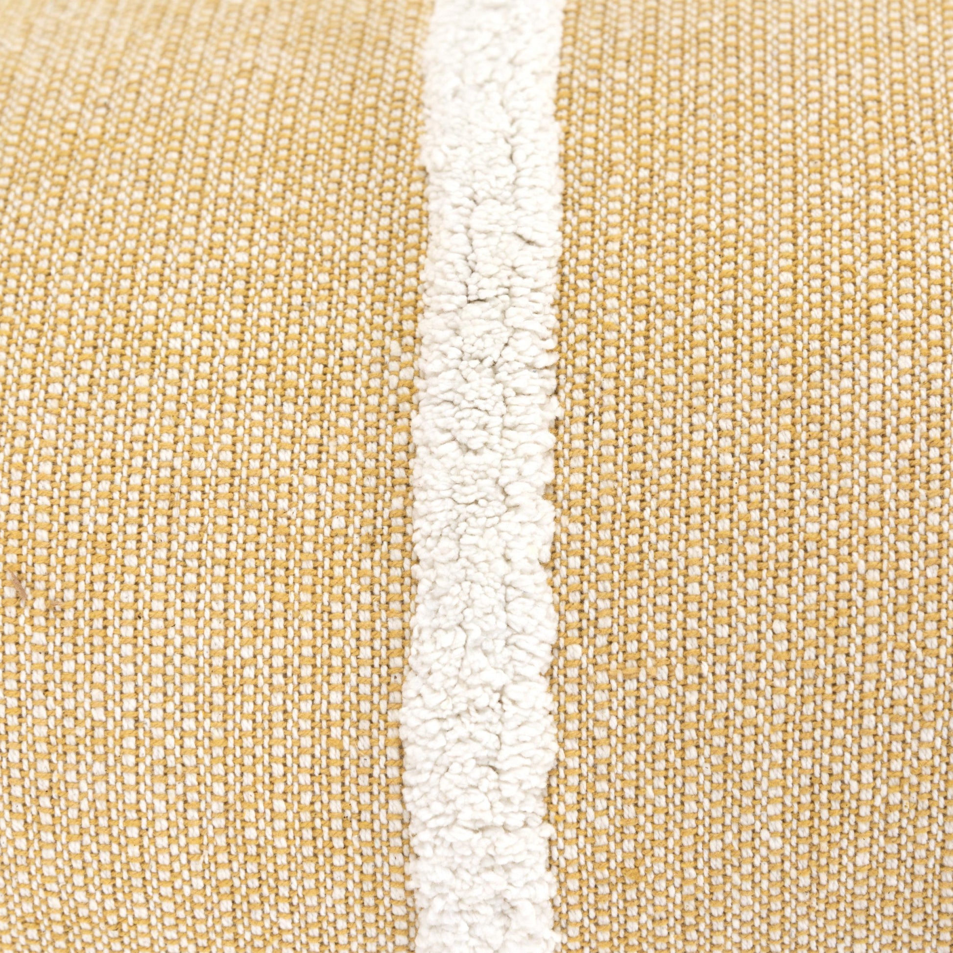 14" X 14" Yellow and White Cotton Pillow With Tassels Edges-6