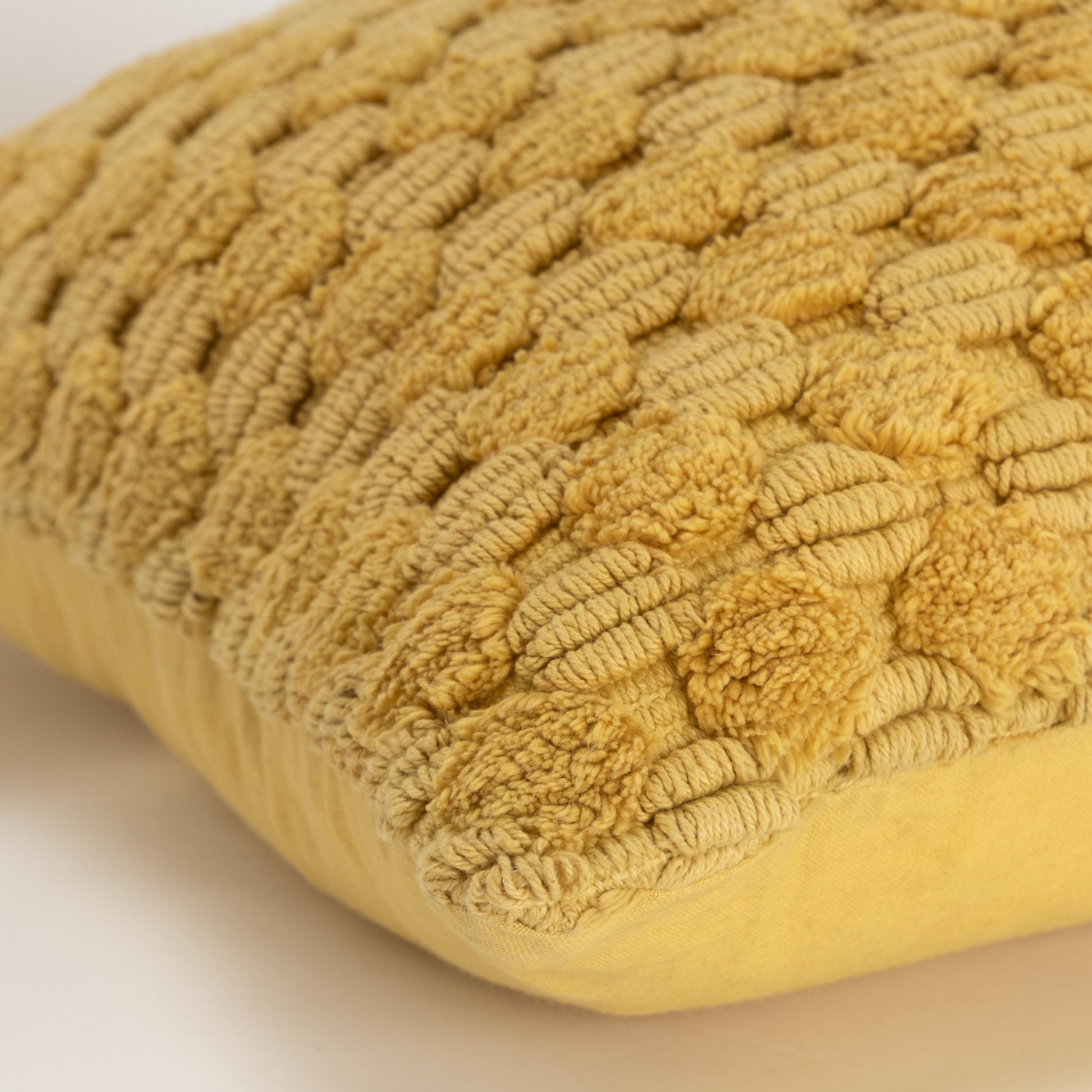 20" Yellow Cotton Throw Pillow With Texture-6