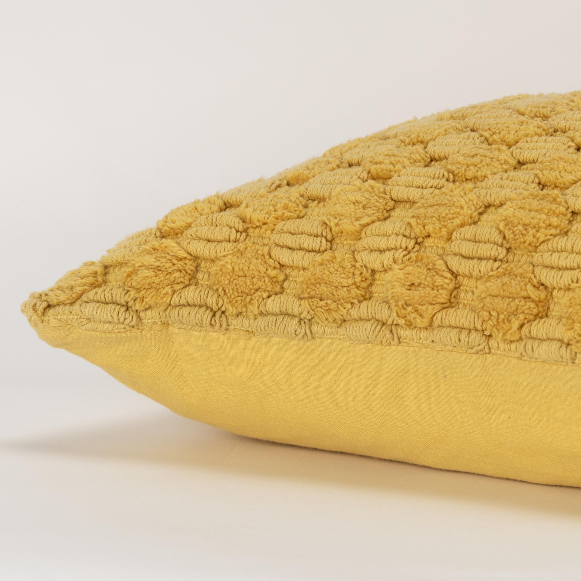 20" Yellow Cotton Throw Pillow With Texture-2