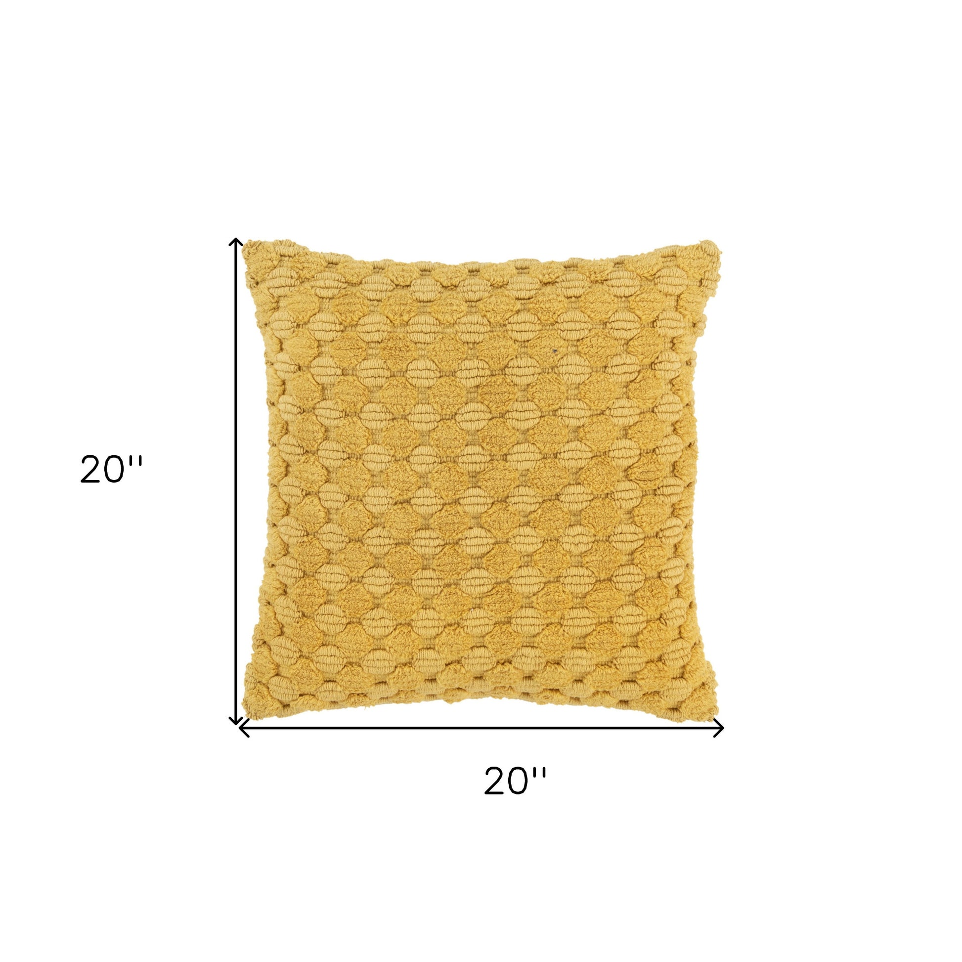 20" Yellow Cotton Throw Pillow With Texture-5