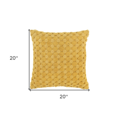 20" Yellow Cotton Throw Pillow With Texture-5