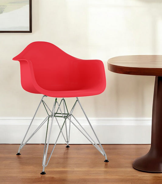 Red and Silver Dining Arm Chair-0