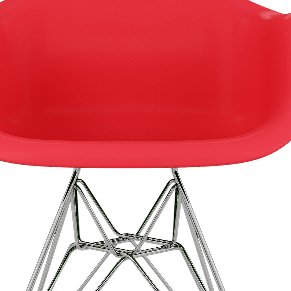 Red and Silver Dining Arm Chair-5