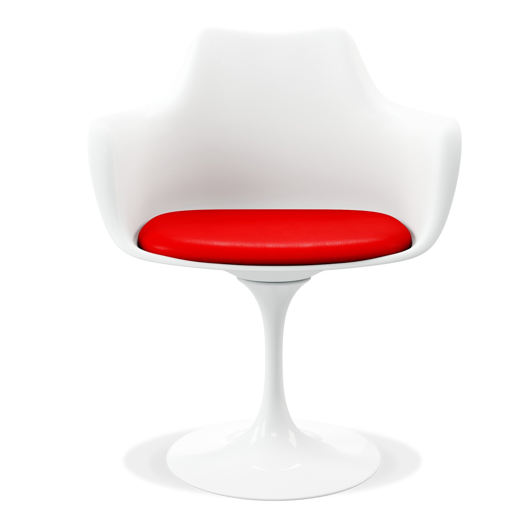 Red and White Upholstered Faux Leather Dining Arm Chair-1