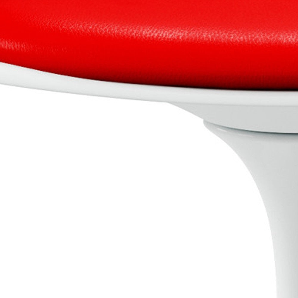 Red and White Upholstered Faux Leather Dining Arm Chair-5