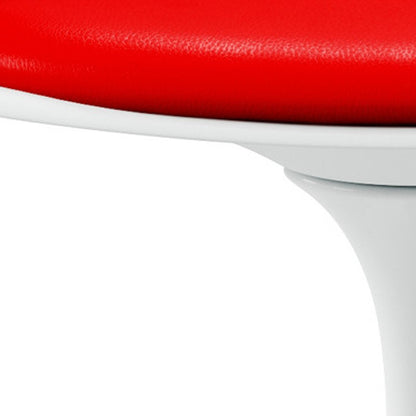 Red and White Upholstered Faux Leather Dining Arm Chair-5