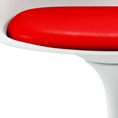 Red and White Upholstered Faux Leather Dining Arm Chair-6