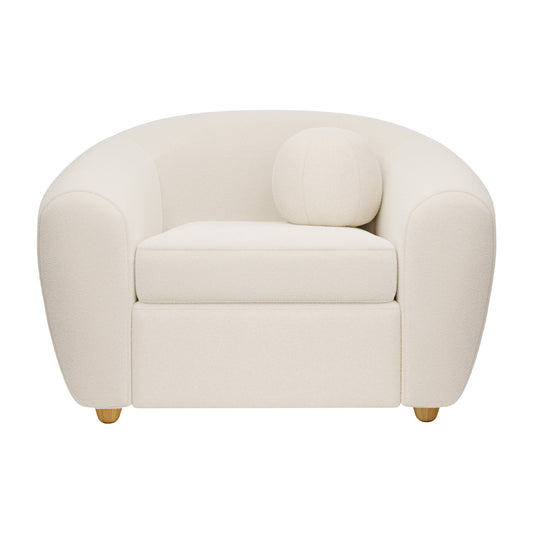 39" White and Natural Boucle Arm Chair-0