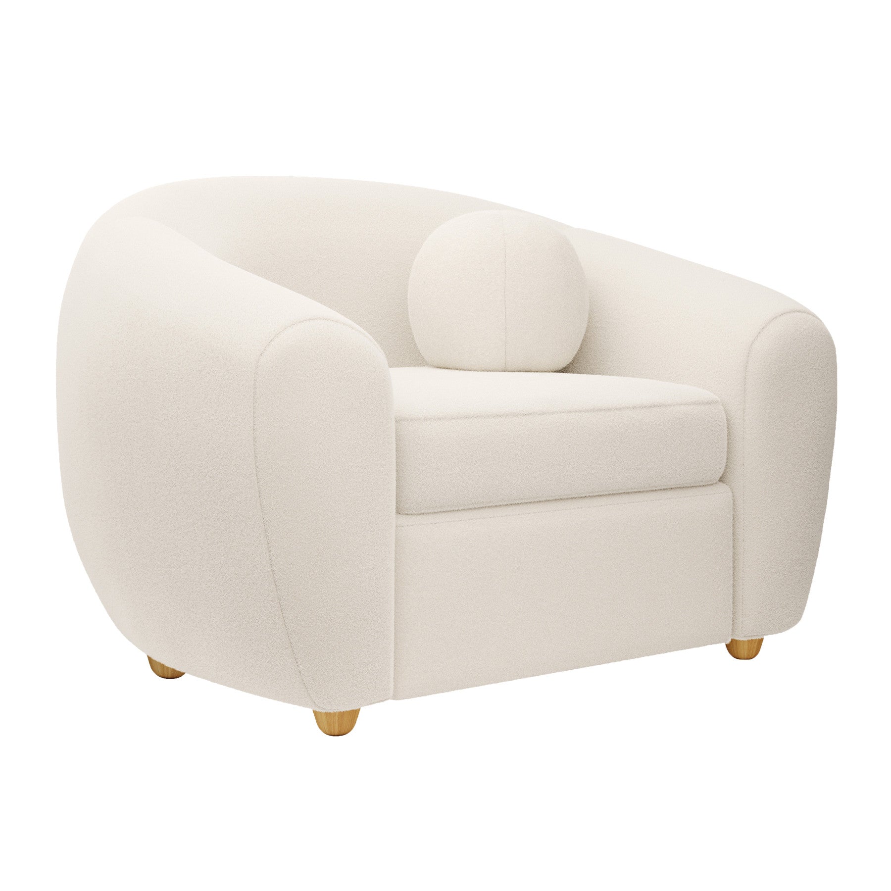 39" White and Natural Boucle Arm Chair-2